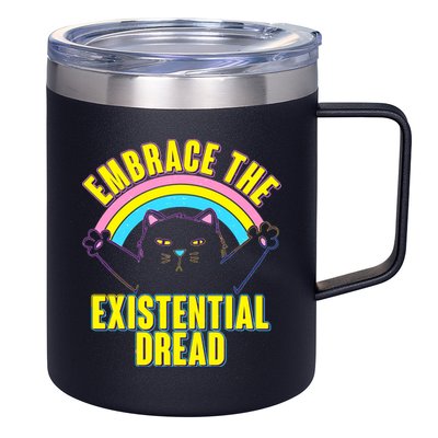 Embrace The Existential Dread Cat 12oz Stainless Steel Coffee Mug