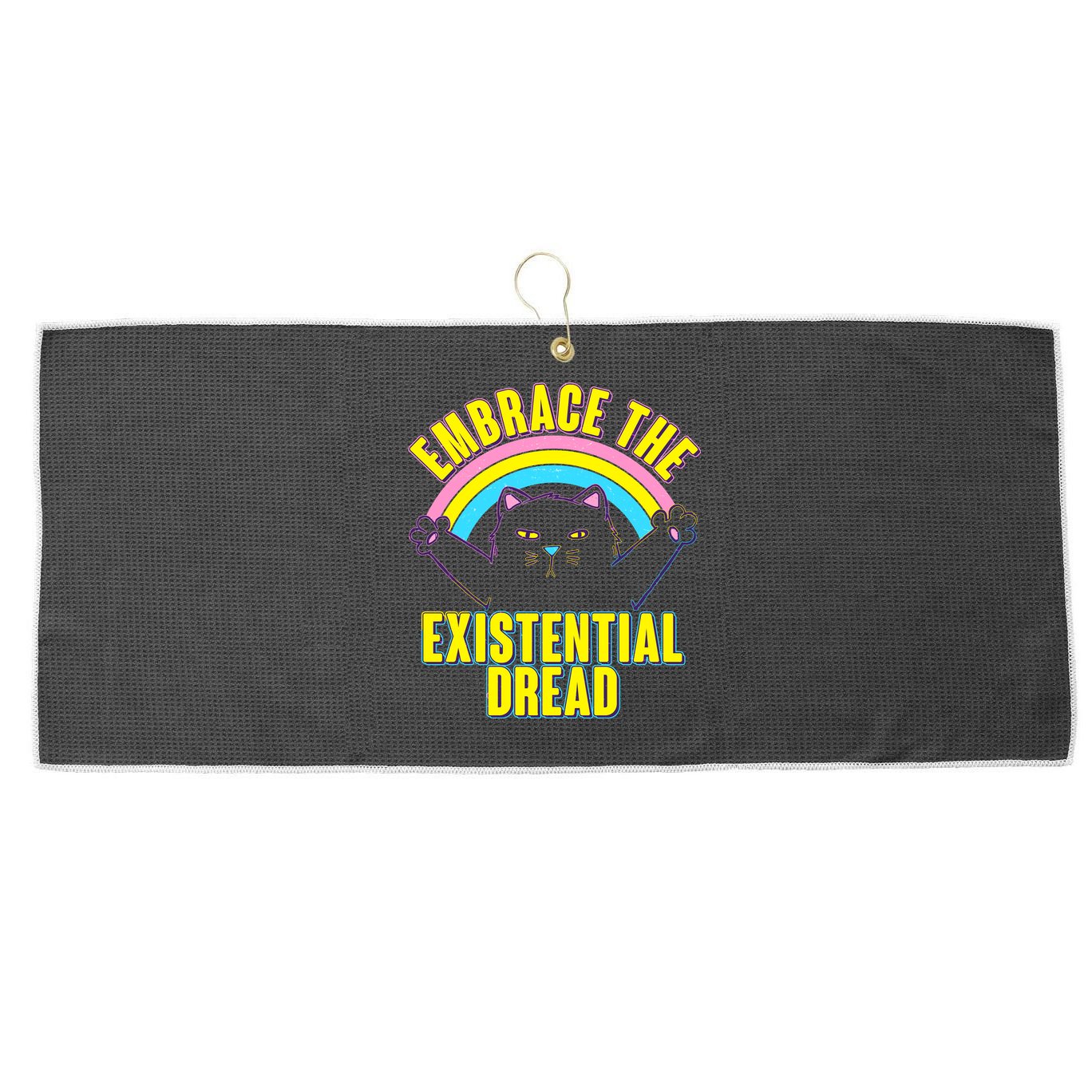 Embrace The Existential Dread Cat Large Microfiber Waffle Golf Towel