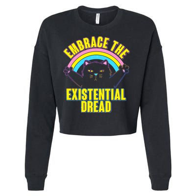 Embrace The Existential Dread Cat Cropped Pullover Crew
