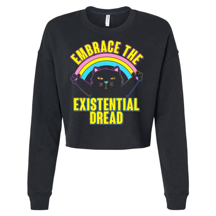 Embrace The Existential Dread Cat Cropped Pullover Crew