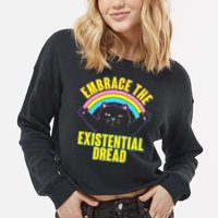 Embrace The Existential Dread Cat Cropped Pullover Crew