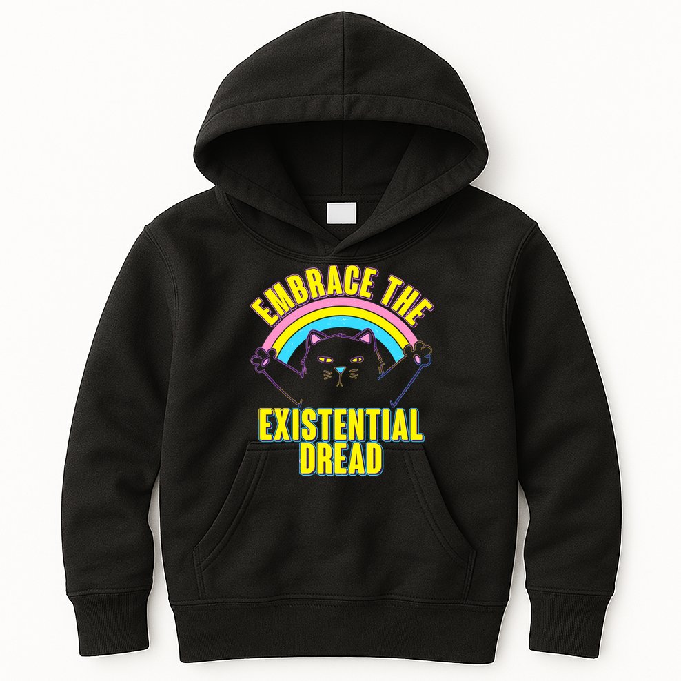Embrace The Existential Dread Cat Kids Hoodie