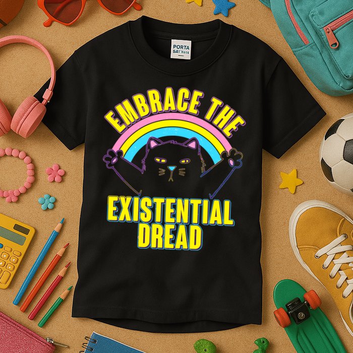 Embrace The Existential Dread Cat Kids T-Shirt