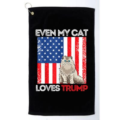 Even My Cat Loves Trump Usa Flag Election Trump Support Platinum Collection Golf Towel