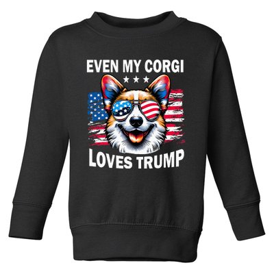 Even My Corgi Loves Trump Trump Supporter Toddler Sweatshirt