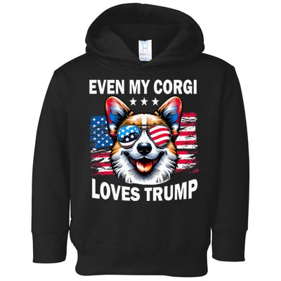 Even My Corgi Loves Trump Trump Supporter Toddler Hoodie