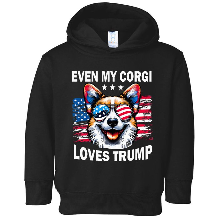 Even My Corgi Loves Trump Trump Supporter Toddler Hoodie