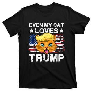 Even My Cat Loves Trump Usa Flag Election Trump Support T-Shirt