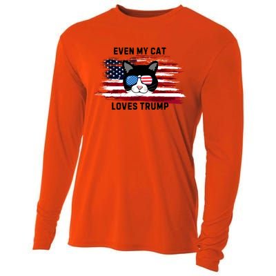 Even My Cat Loves Trump The Felon 2024 Us Election Funny Gift Cooling Performance Long Sleeve Crew