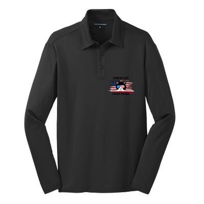 Even My Cat Loves Trump The Felon 2024 Us Election Funny Gift Silk Touch Performance Long Sleeve Polo