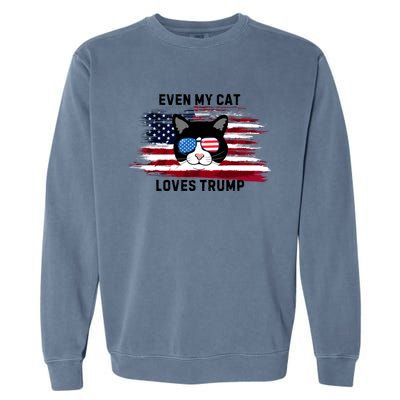 Even My Cat Loves Trump The Felon 2024 Us Election Funny Gift Garment-Dyed Sweatshirt