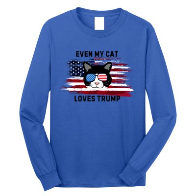 Even My Cat Loves Trump The Felon 2024 Us Election Funny Gift Long Sleeve Shirt