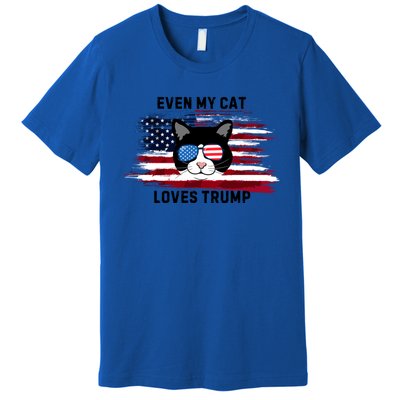 Even My Cat Loves Trump The Felon 2024 Us Election Funny Gift Premium T-Shirt