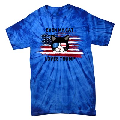 Even My Cat Loves Trump The Felon 2024 Us Election Funny Gift Tie-Dye T-Shirt