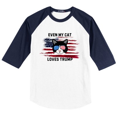 Even My Cat Loves Trump The Felon 2024 Us Election Funny Gift Baseball Sleeve Shirt