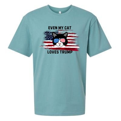 Even My Cat Loves Trump The Felon 2024 Us Election Funny Gift Sueded Cloud Jersey T-Shirt