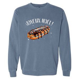 Eclair Merry Christmas In French Funny Joyeux Noel Garment-Dyed Sweatshirt