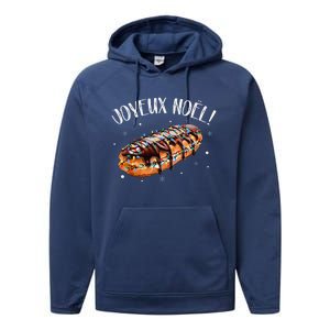 Eclair Merry Christmas In French Funny Joyeux Noel Performance Fleece Hoodie