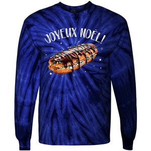 Eclair Merry Christmas In French Funny Joyeux Noel Tie-Dye Long Sleeve Shirt