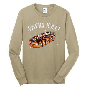 Eclair Merry Christmas In French Funny Joyeux Noel Tall Long Sleeve T-Shirt