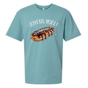 Eclair Merry Christmas In French Funny Joyeux Noel Sueded Cloud Jersey T-Shirt