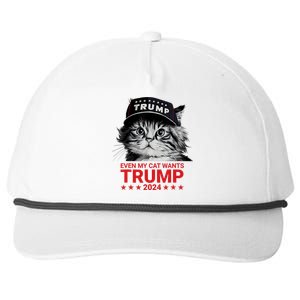 Even My Cat Wants Trump 2024 Funny American Cat Pro Trump Snapback Five-Panel Rope Hat