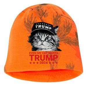 Even My Cat Wants Trump 2024 Funny American Cat Pro Trump Kati - Camo Knit Beanie