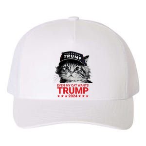 Even My Cat Wants Trump 2024 Funny American Cat Pro Trump Yupoong Adult 5-Panel Trucker Hat