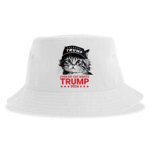 Even My Cat Wants Trump 2024 Funny American Cat Pro Trump Sustainable Bucket Hat