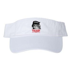 Even My Cat Wants Trump 2024 Funny American Cat Pro Trump Valucap Bio-Washed Visor