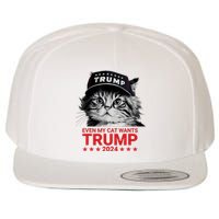 Even My Cat Wants Trump 2024 Funny American Cat Pro Trump Wool Snapback Cap