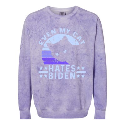 Even My Cat Hates Biden Funny Anti Biden Colorblast Crewneck Sweatshirt