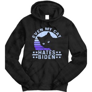 Even My Cat Hates Biden Funny Anti Biden Tie Dye Hoodie