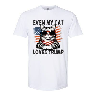 Even My Cat Loves Trump Patriotic American Flag Sunglasses Softstyle CVC T-Shirt