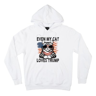 Even My Cat Loves Trump Patriotic American Flag Sunglasses Hoodie