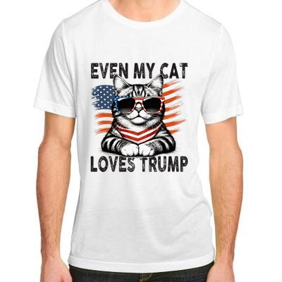 Even My Cat Loves Trump Patriotic American Flag Sunglasses Adult ChromaSoft Performance T-Shirt