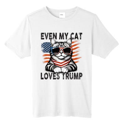 Even My Cat Loves Trump Patriotic American Flag Sunglasses Tall Fusion ChromaSoft Performance T-Shirt