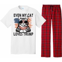 Even My Cat Loves Trump Patriotic American Flag Sunglasses Pajama Set