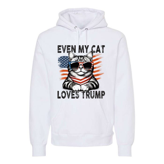 Even My Cat Loves Trump Patriotic American Flag Sunglasses Premium Hoodie