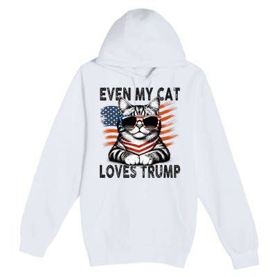 Even My Cat Loves Trump Patriotic American Flag Sunglasses Premium Pullover Hoodie