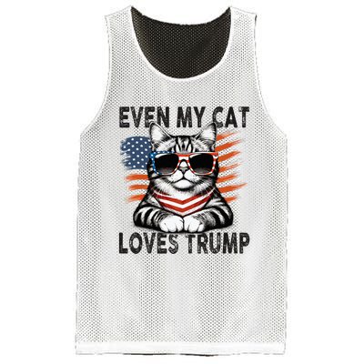 Even My Cat Loves Trump Patriotic American Flag Sunglasses Mesh Reversible Basketball Jersey Tank