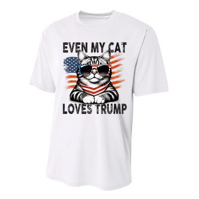 Even My Cat Loves Trump Patriotic American Flag Sunglasses Performance Sprint T-Shirt