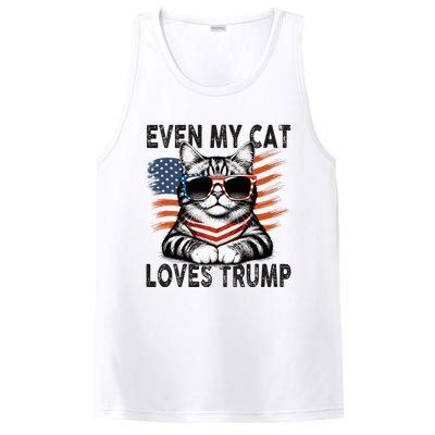 Even My Cat Loves Trump Patriotic American Flag Sunglasses PosiCharge Competitor Tank