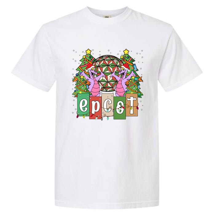 Epcot Merry Christmas Party Trip Figment Dragon Christmas Light Garment-Dyed Heavyweight T-Shirt