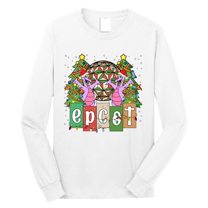 Epcot Merry Christmas Party Trip Figment Dragon Christmas Light Long Sleeve Shirt