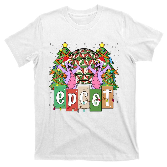 Epcot Merry Christmas Party Trip Figment Dragon Christmas Light T-Shirt