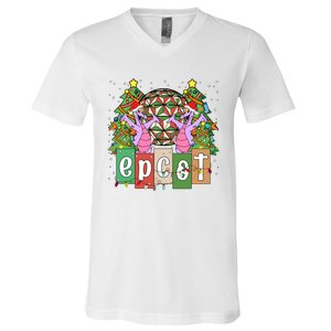 Epcot Merry Christmas Party Trip Figment Dragon Christmas Light V-Neck T-Shirt