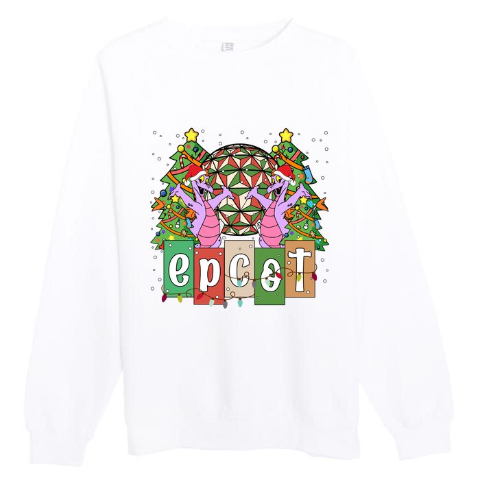 Epcot Merry Christmas Party Trip Figment Dragon Christmas Light Premium Crewneck Sweatshirt