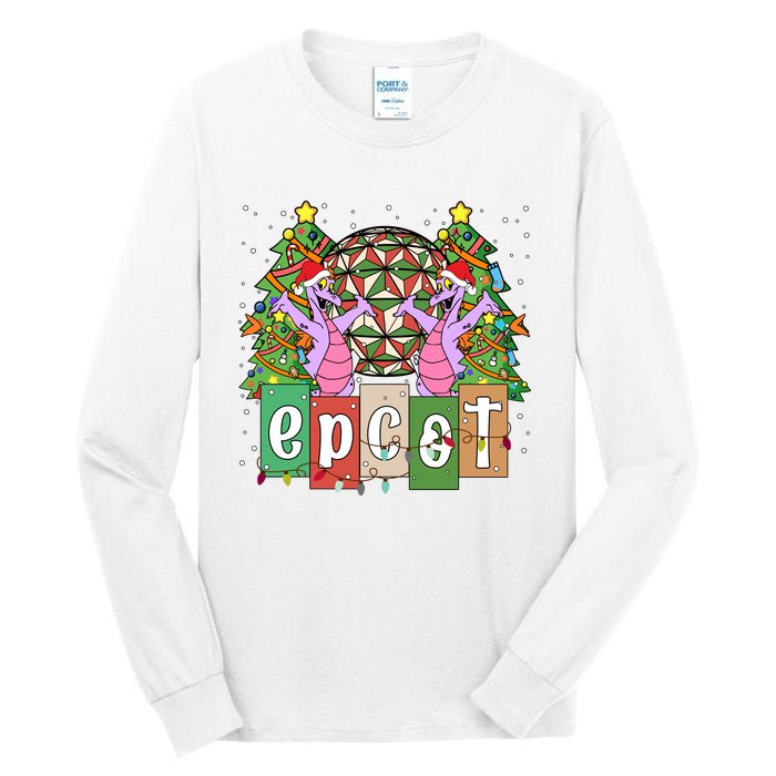 Epcot Merry Christmas Party Trip Figment Dragon Christmas Light Tall Long Sleeve T-Shirt