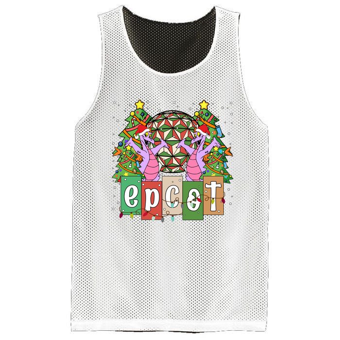 Epcot Merry Christmas Party Trip Figment Dragon Christmas Light Mesh Reversible Basketball Jersey Tank